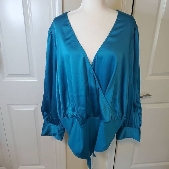 NWT Sergio Hudson x Target Teal faux wrap Bodysuit 2X - Picture 9 of 9